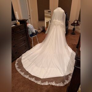 Cathedral Length Beaded veil with blusher